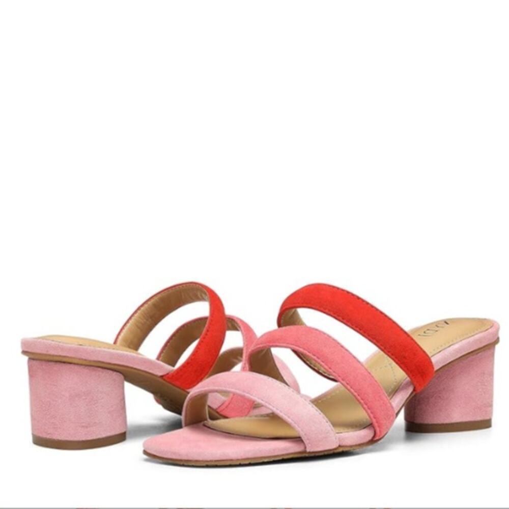 Chunky Heel Sandals Size 10 Suede Pastel Strappy Y2K Vibes Romantic Soft Girl